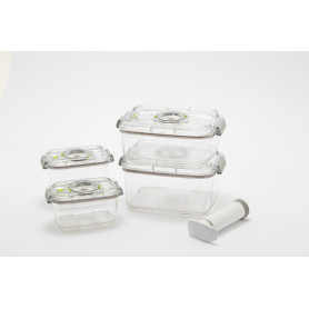 Pack 4 boîtes sous vide + pompe manuelle STATUS sans BPA