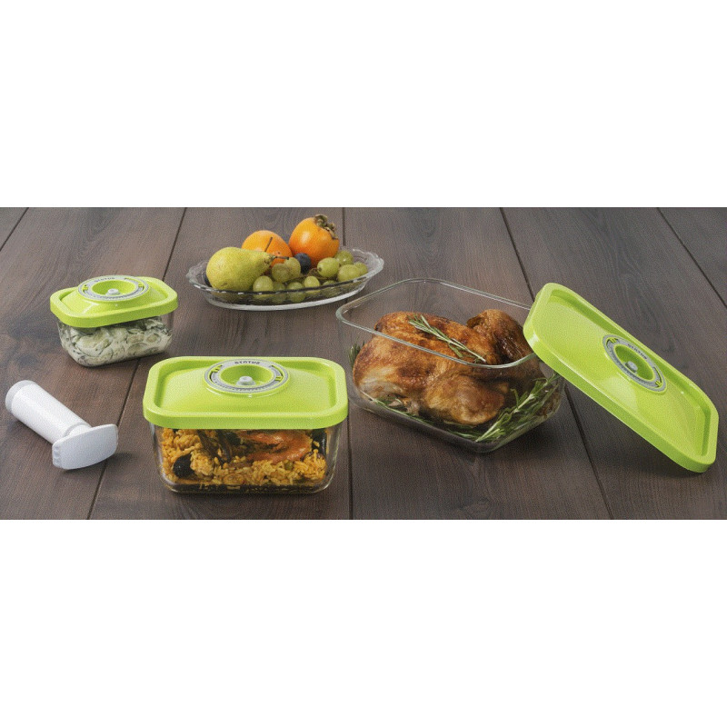 Pack de 3 boîtes en VERRE et Pompe manuelle - Port inclus