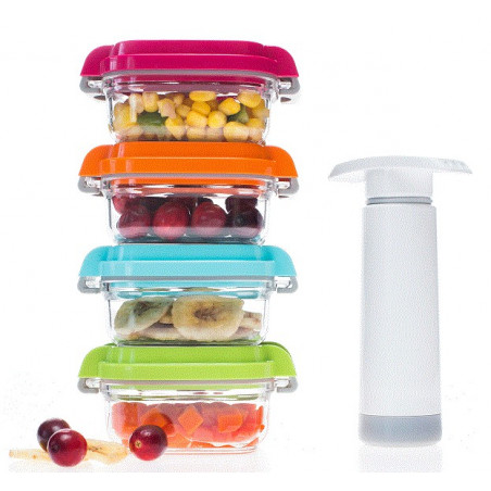 Baby Food Pack 4 Boites Sous Vide Pompe Manuelle Sans Bpa Pot Bebe